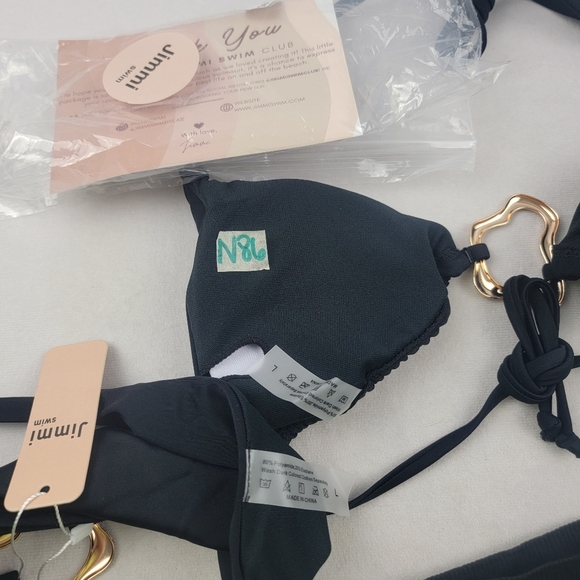 NWT Jimmi Swim black with gold hardware micro bikini in size Large - Picture 4 of 4